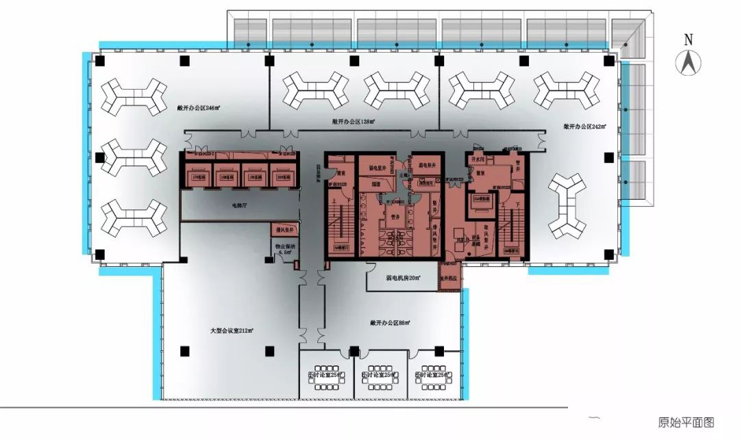 北航长鹰现代简约中式办公室原始平面图