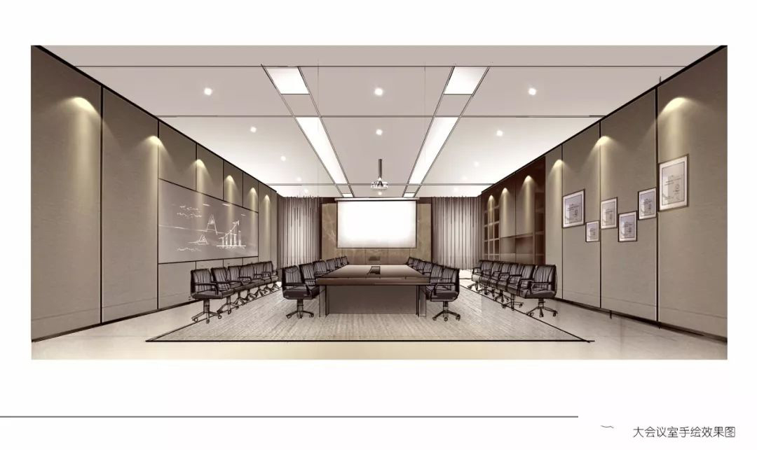 北航长鹰现代简约中式办公室大会议室装修效果图