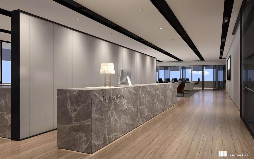 Teamworking共享办公室接待前台完工效果图